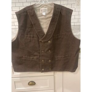 Frontier Classics Vest Mens 3XL Brown Canvas Double Breasted Western Steampunk